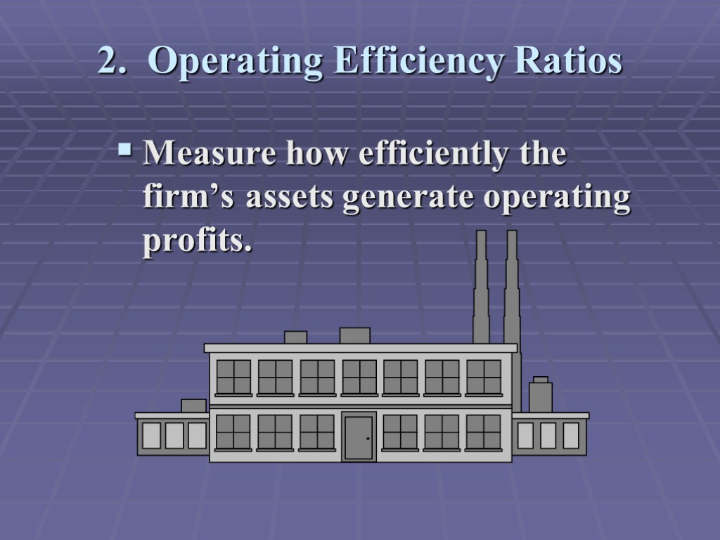 2. Operating Efficiency Ratios Measure how efficiently the firm’s assets generate operating profits.